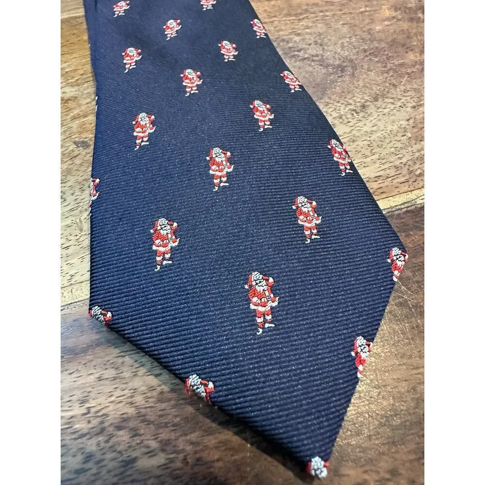 Fusaro Blue 100% Silk Santa Claus Patterned Neck Tie